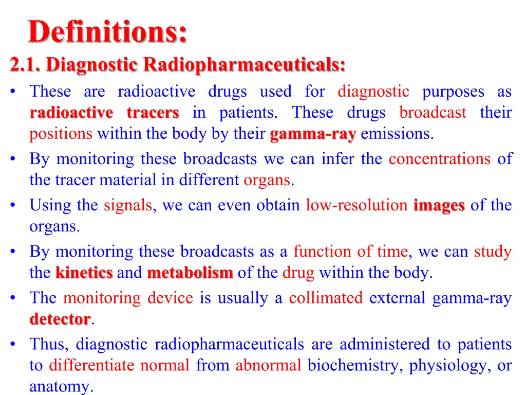 definitions 2 1 diagnostic radiopharmaceuticals
