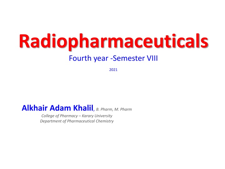 radiopharmaceuticals fourth year semester viii