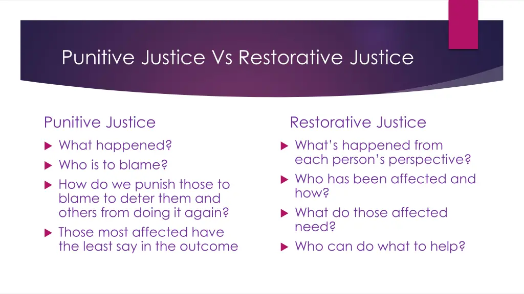 punitive justice vs restorative justice