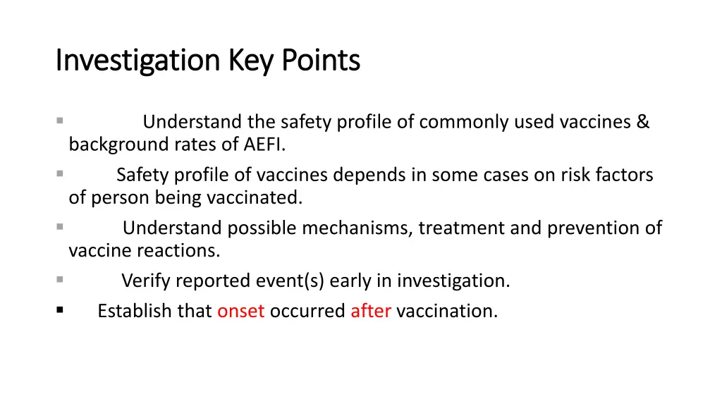 investigation key points investigation key points