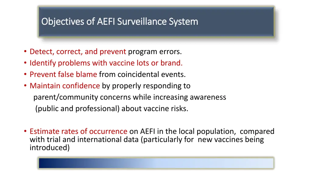 objectives of aefi surveillance system objectives