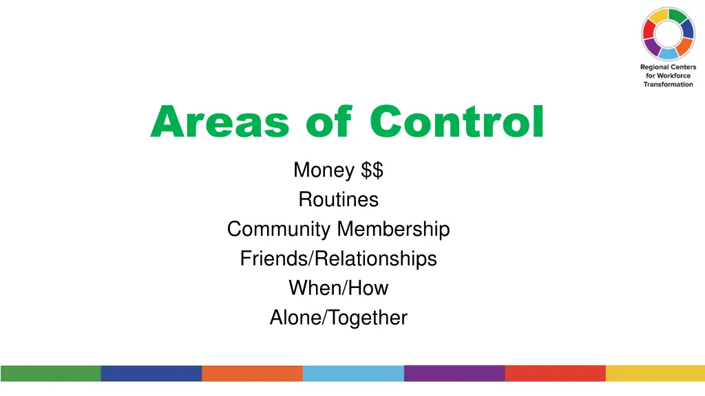 areas of control money routines community