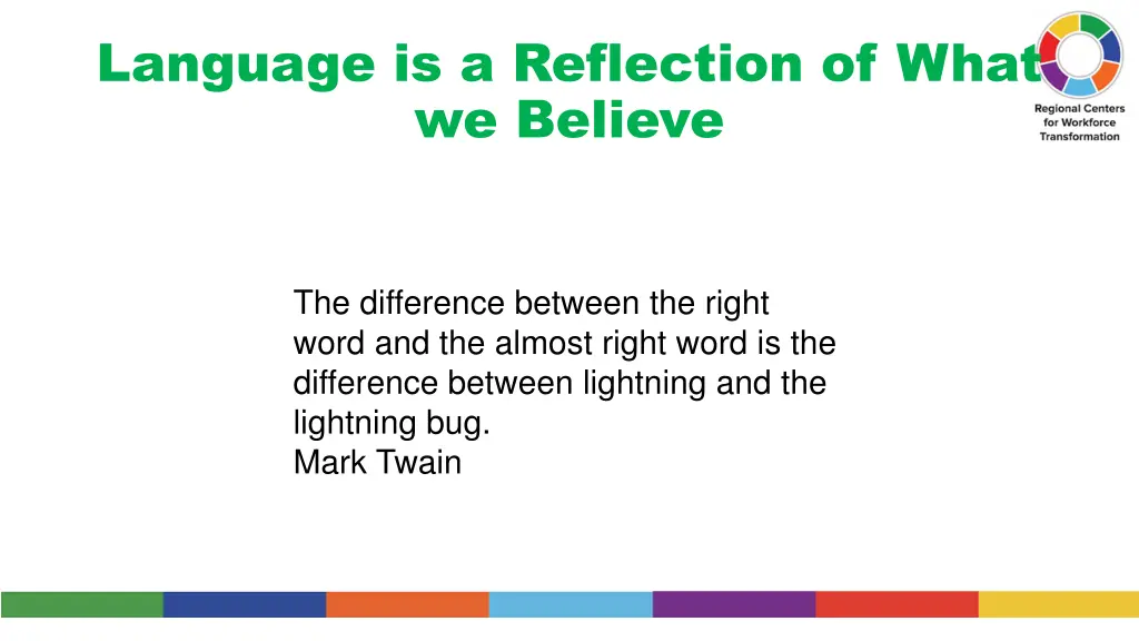 language is a reflection of what we believe