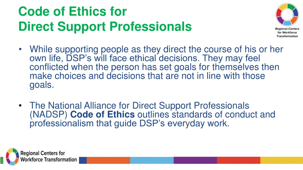 code of ethics for direct support professionals