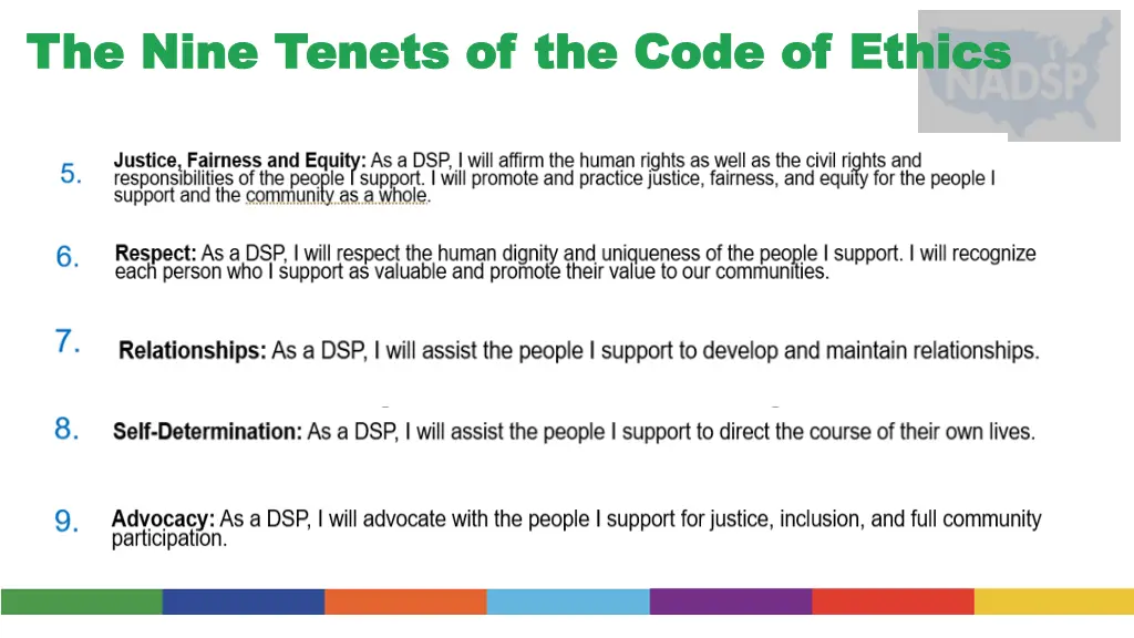 the nine tenets of the code of ethics the nine 1