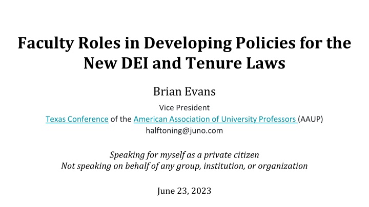 faculty roles in developing policies