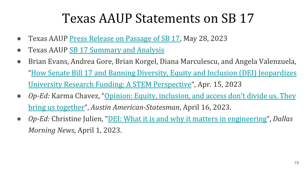 texas aaup statements on sb 17