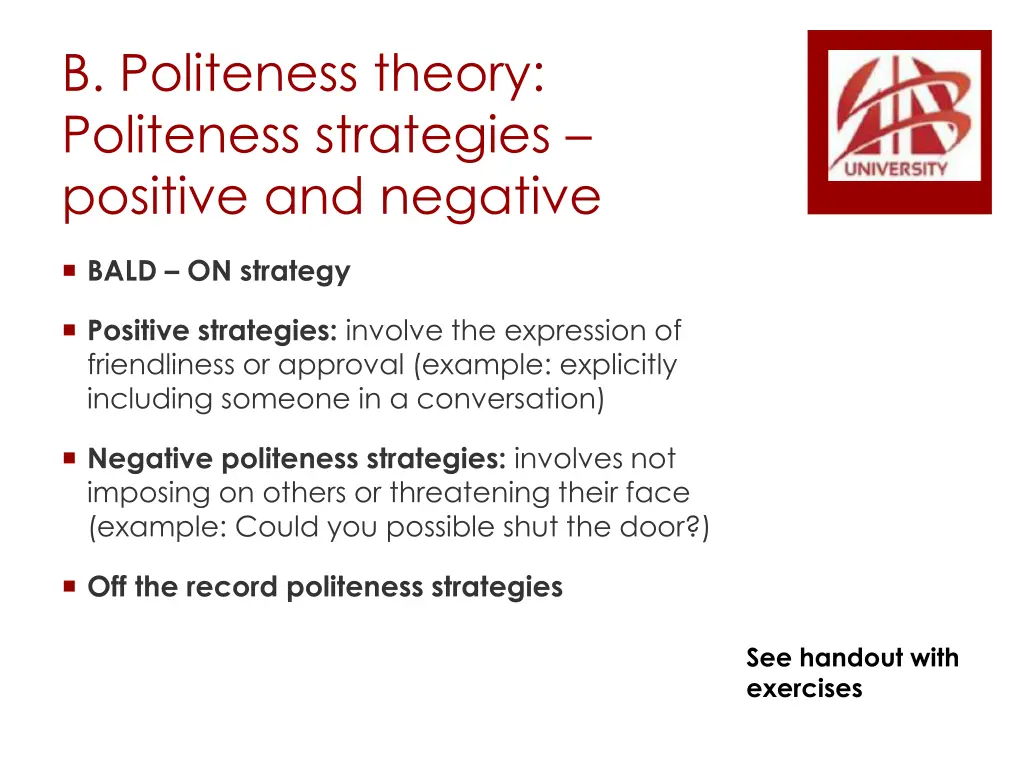 b politeness theory politeness strategies