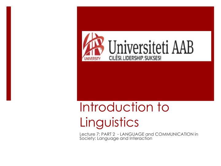 introduction to linguistics lecture 7 part