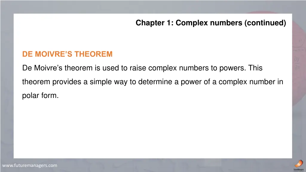 chapter 1 complex numbers continued 1