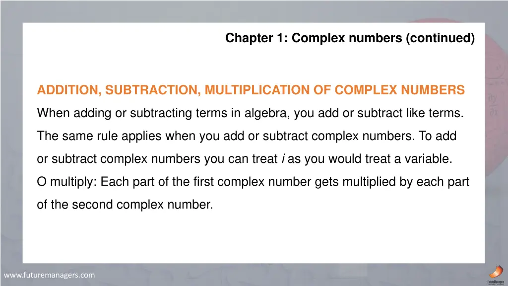 chapter 1 complex numbers continued