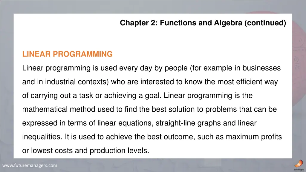chapter 2 functions and algebra continued 1