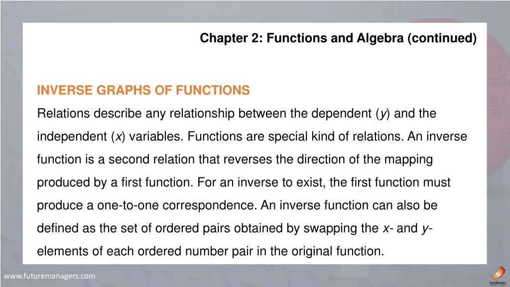 chapter 2 functions and algebra continued