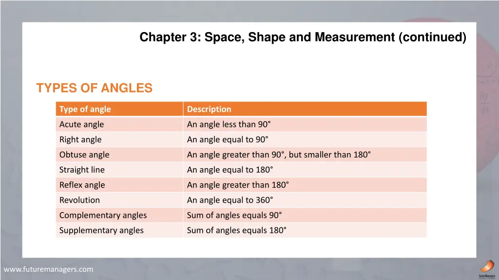 chapter 3 space shape and measurement continued 3