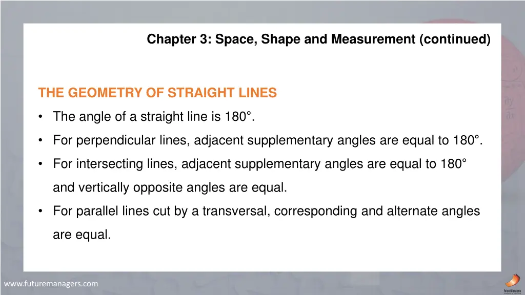 chapter 3 space shape and measurement continued