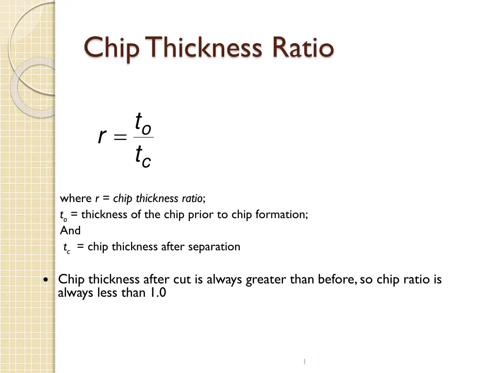 chip thickness ratio