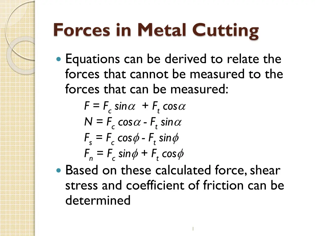 forces in metal cutting