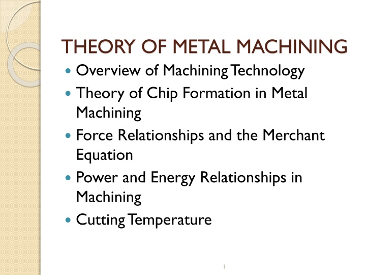 theory of metal machining overview of machining