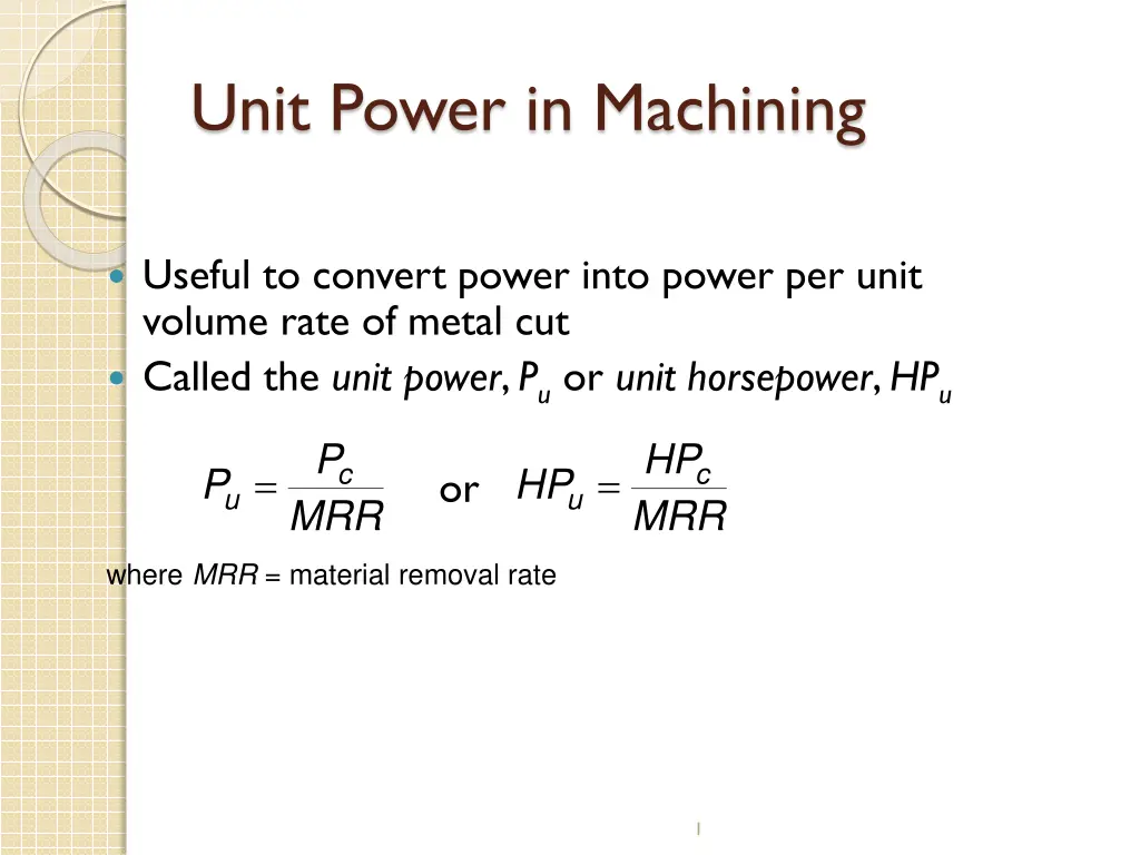 unit power in machining