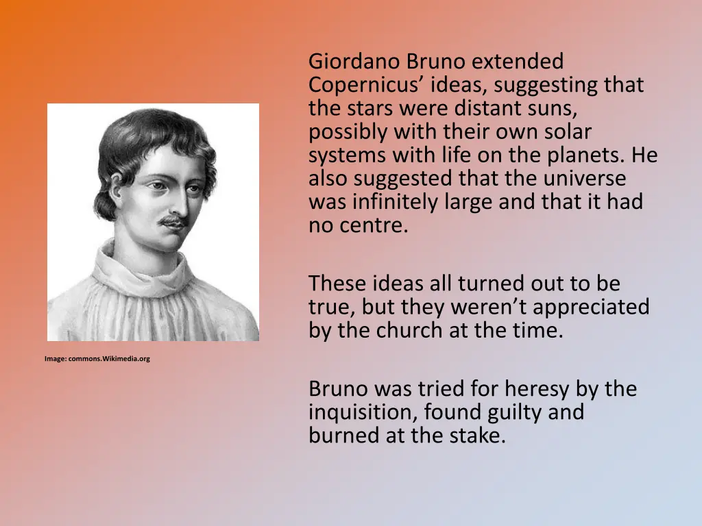 giordano bruno extended copernicus ideas