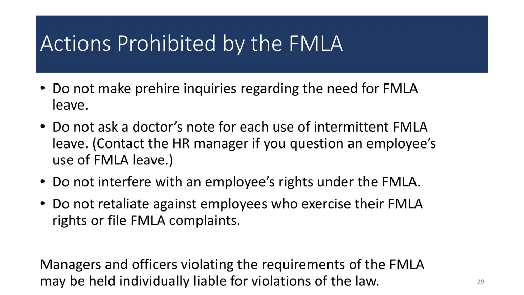 actions prohibited by the fmla