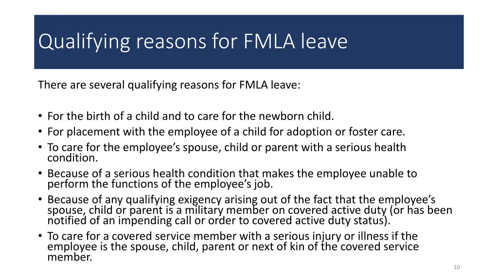 qualifying reasons for fmla leave