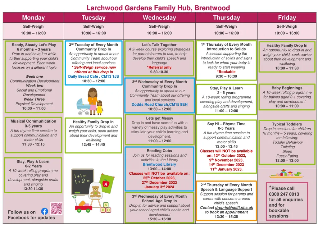 larchwood gardens family hub brentwood tuesday