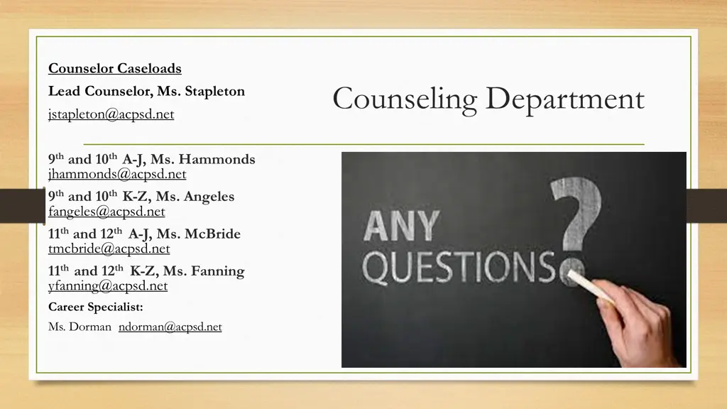 counselor caseloads lead counselor ms stapleton