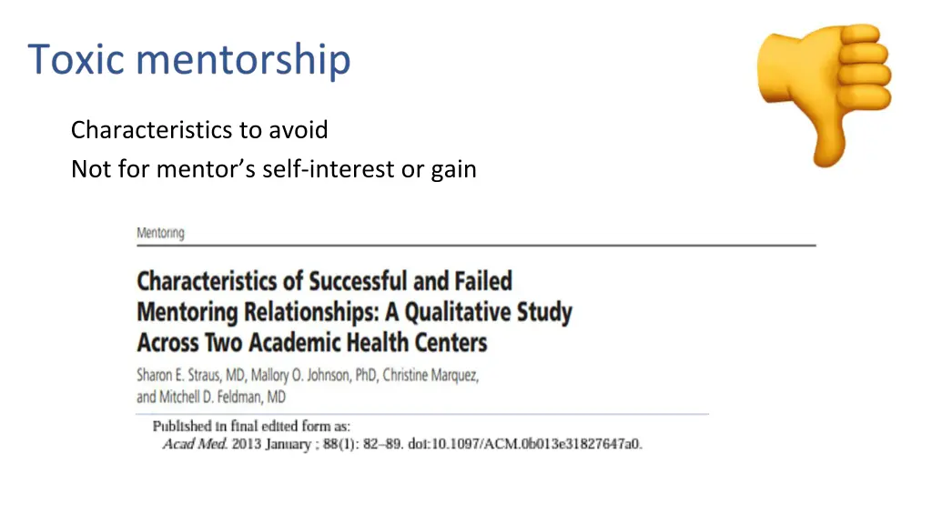 characteristics to avoid not for mentor s self