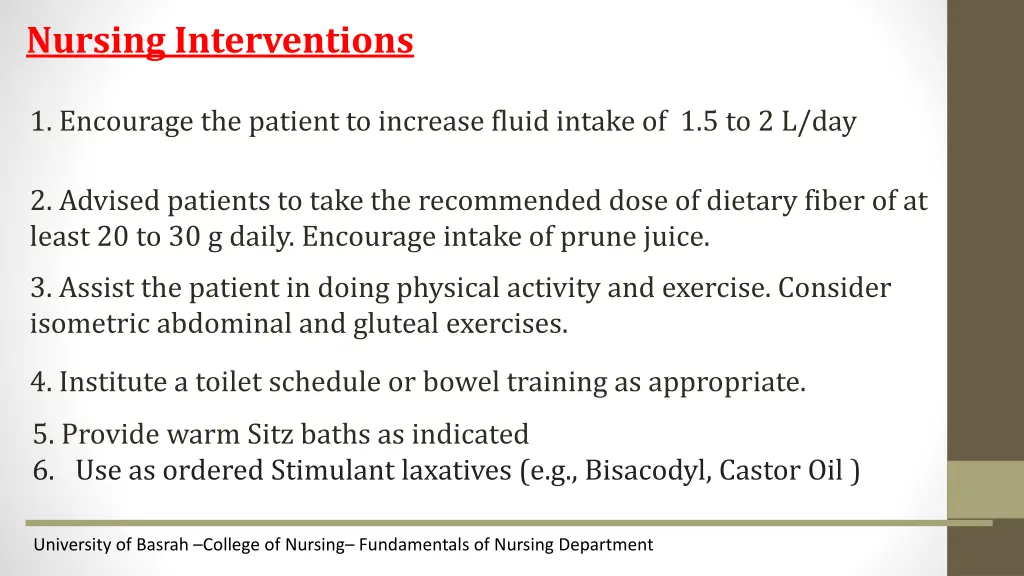 nursing interventions