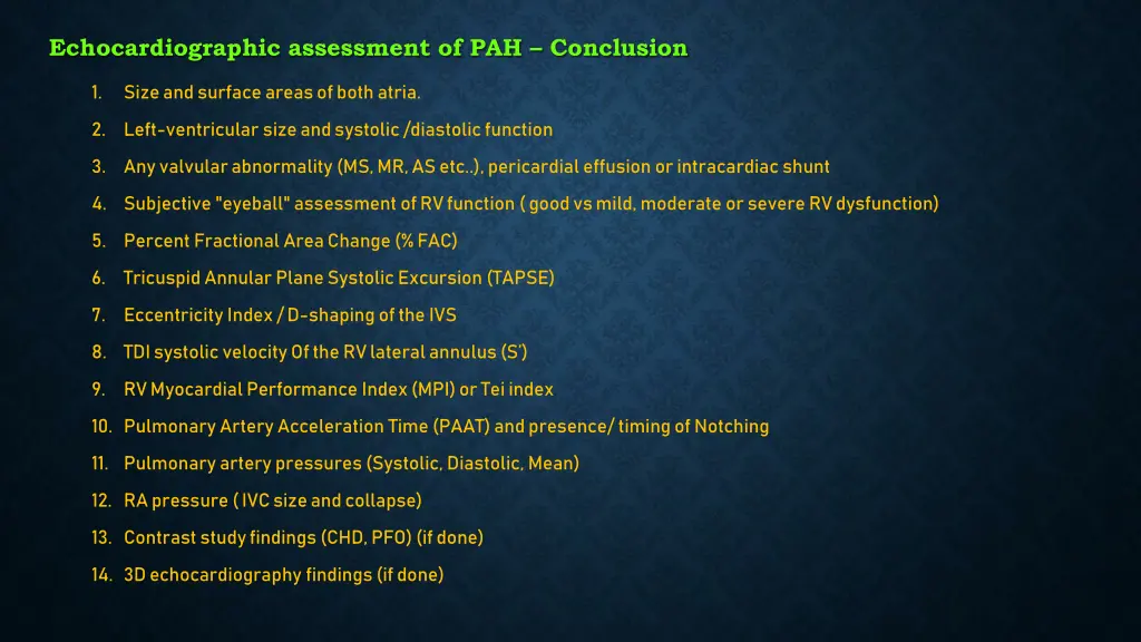 echocardiographic assessment of pah conclusion 1