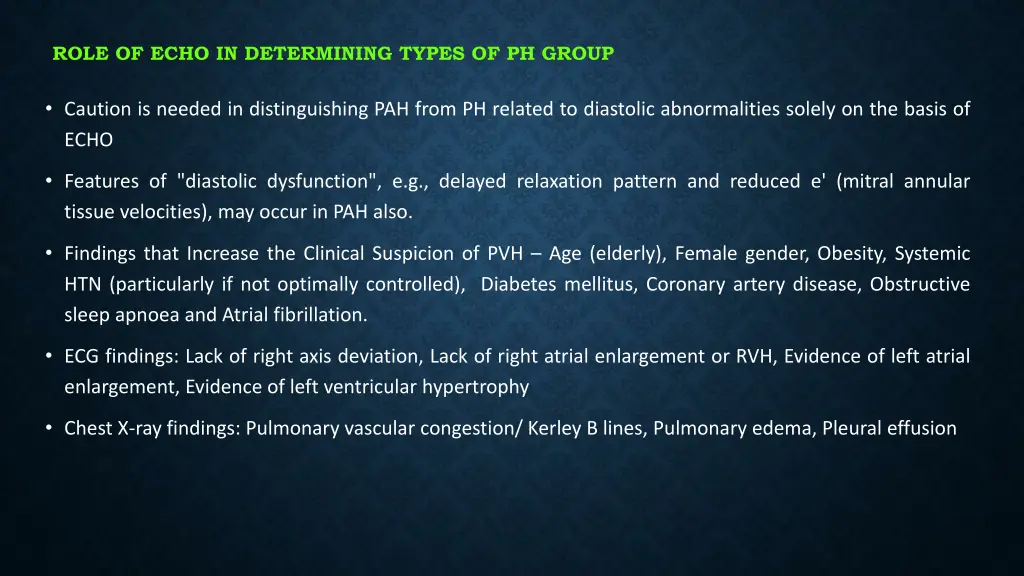 role of echo in determining types of ph group