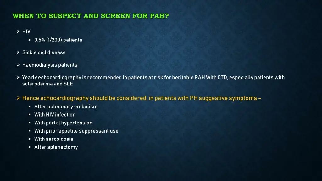 when to suspect and screen for pah 1