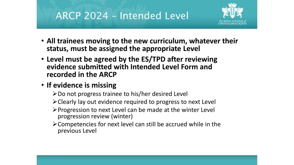 arcp 2024 intended level