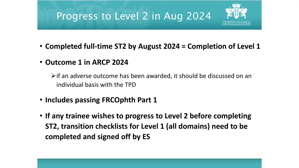 progress to level 2 in aug 2024