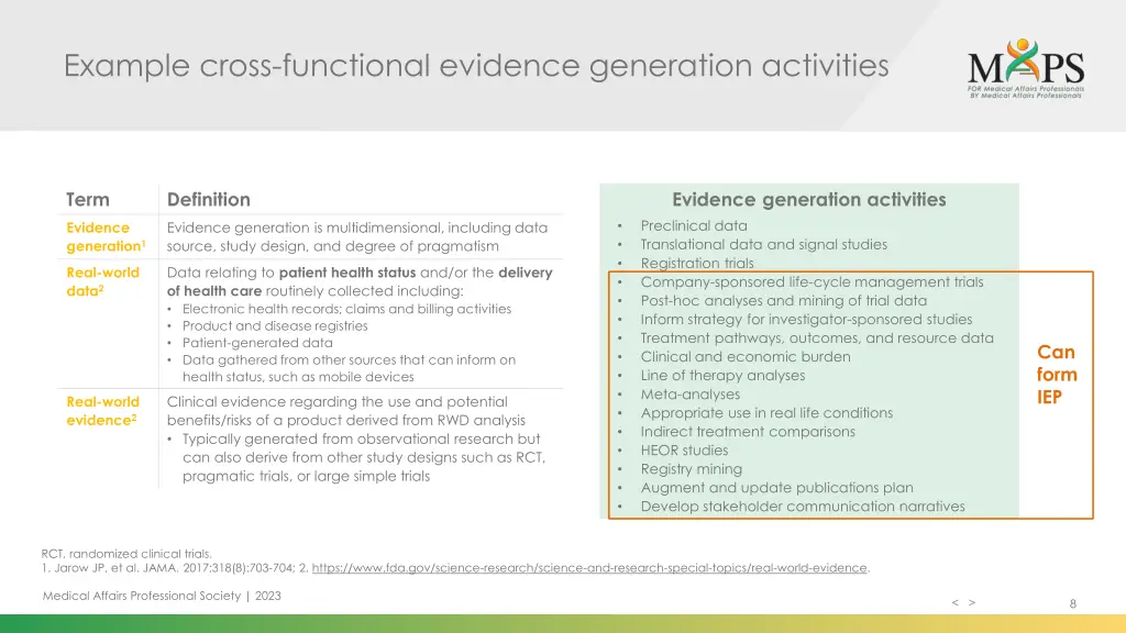 example cross functional evidence generation