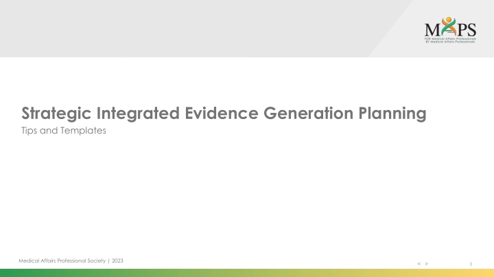 strategic integrated evidence generation planning