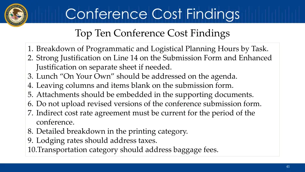 conference cost findings 1