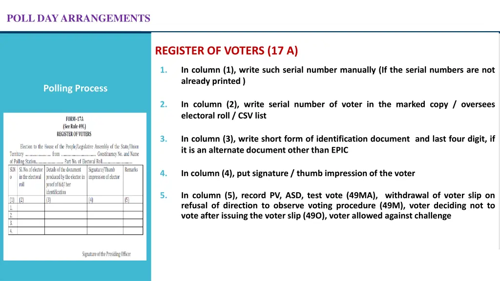 poll day arrangements 31