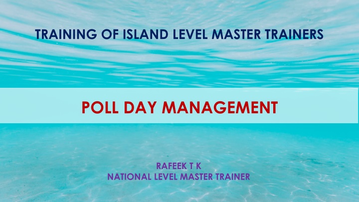 training of island level master trainers