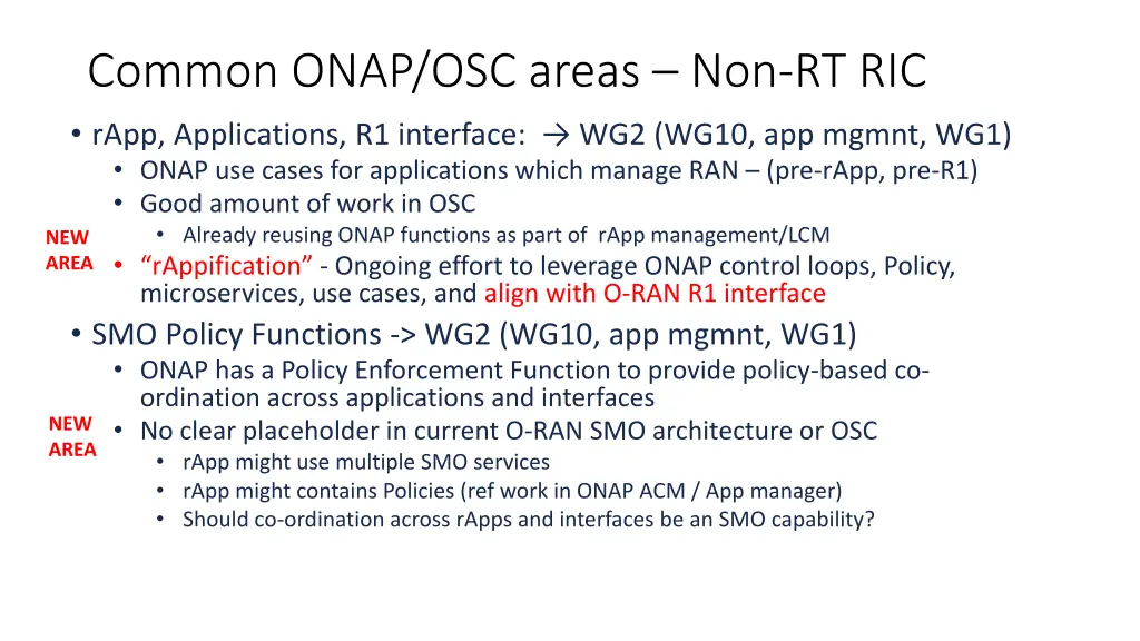 common onap osc areas non rt ric rapp