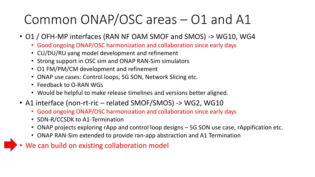 common onap osc areas o1 and a1