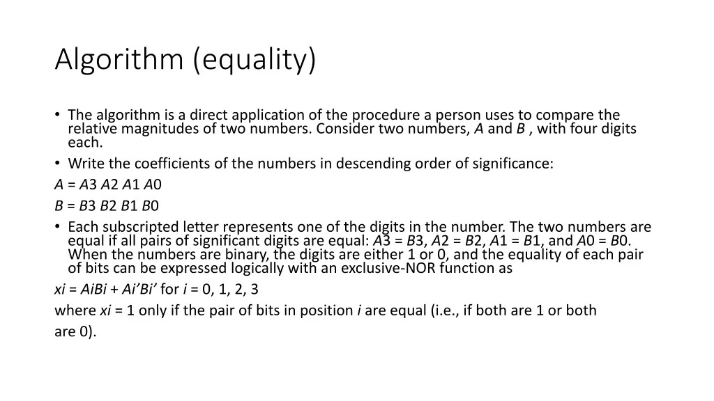 algorithm equality