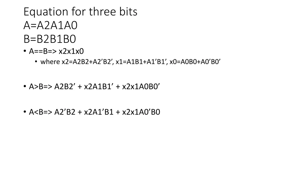 equation for three bits a a2a1a0 b b2b1b0