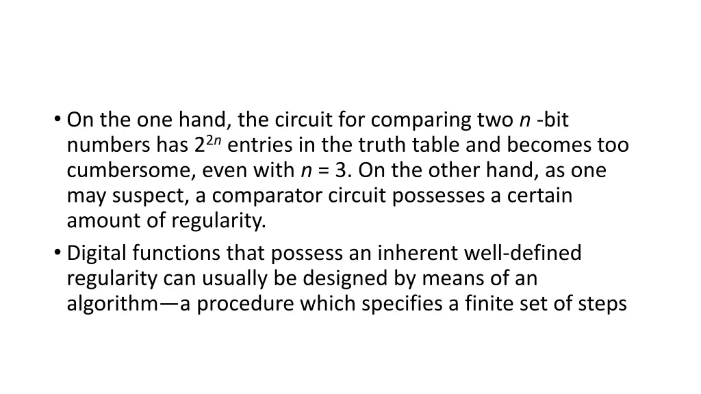 on the one hand the circuit for comparing