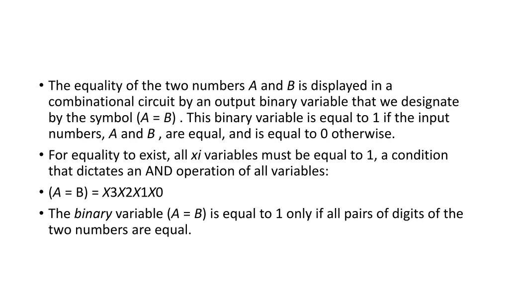 the equality of the two numbers