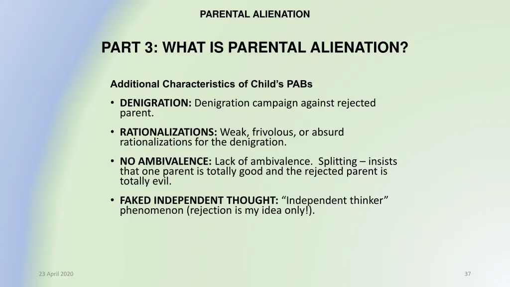 parental alienation 30