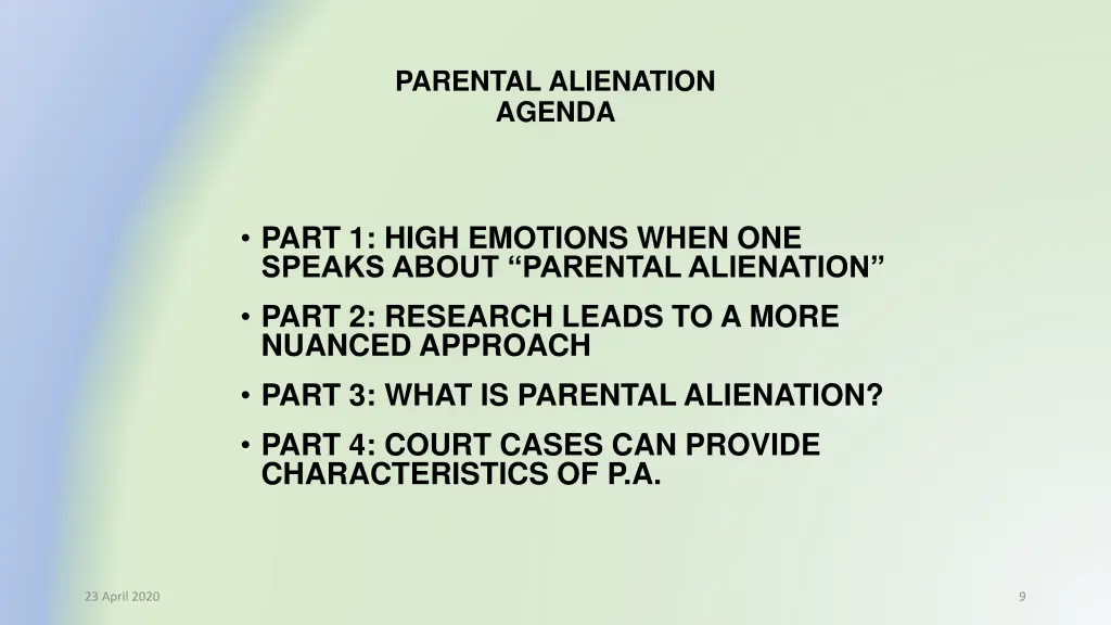 parental alienation agenda 1