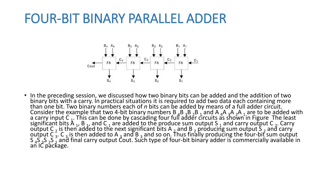 four four bit binary parallel adder bit binary