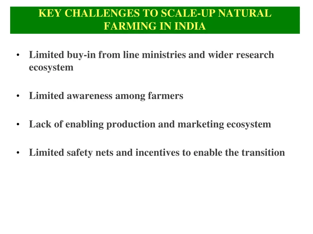 key challenges to scale up natural farming
